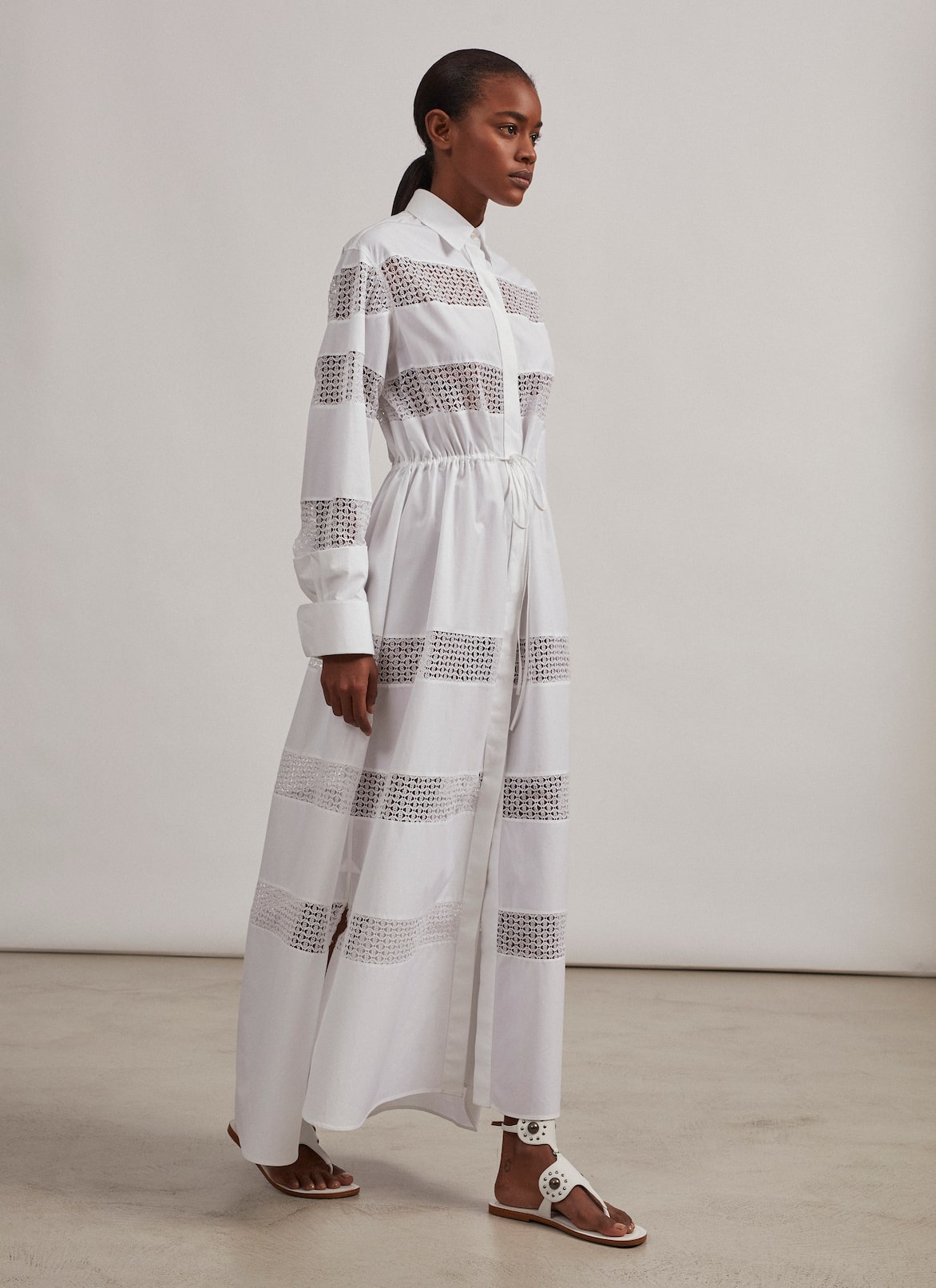 Edition 2015 The Lace Band Dress in Japanese poplin ALAÏA WHITE EDITION 2015 THE LACE BAND DRESS IN JAPANESE POPLIN